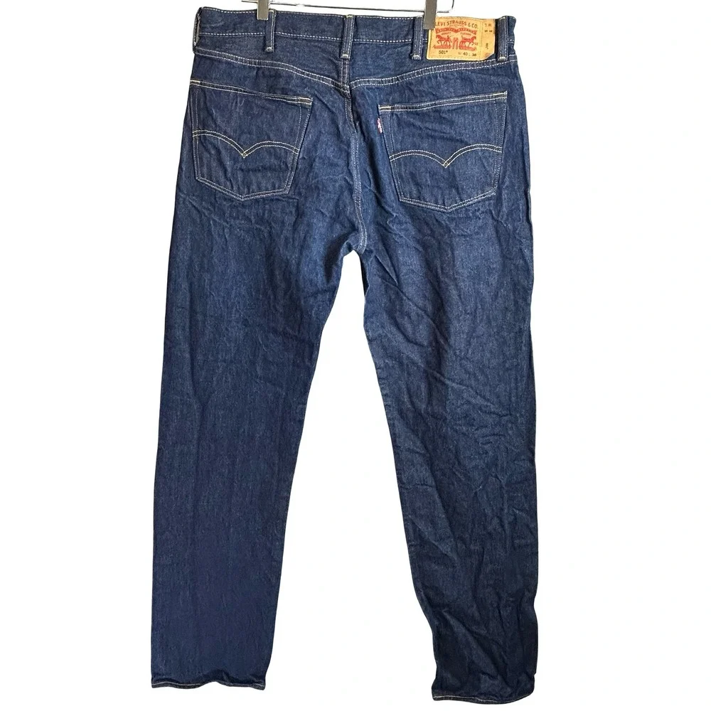 Levi's 501 Original Fit Jean Men 40x38 Button Fly Straight Leg Dark Wash Indigo
